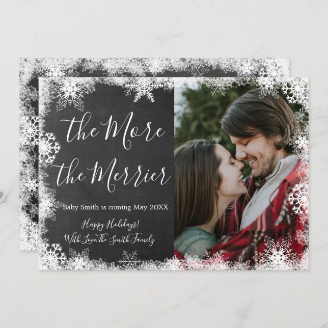 Snöiga fotobristolkort för graviditetsannonsering  inbjudningar (Fram/baksida)