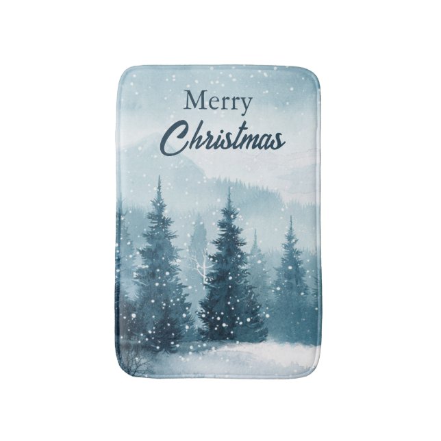 Snöiga julgranar  badrumsmatta (Framsidan (Vertikal))