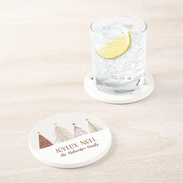 Snöiga julgranar God Jul Röd Guld Rosa Underlägg (Sidan)