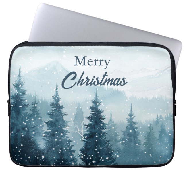 Snöiga julgranar  laptop fodral (Framsidan)
