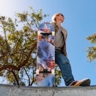 Snöiga kullelandskap julby mini skateboard bräda 18,5 cm