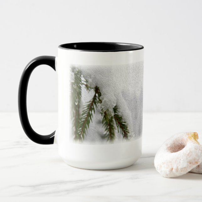 Snöiga tallar mugg (Med munk)