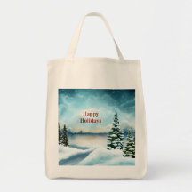 Snöiga tallar nära en sjö