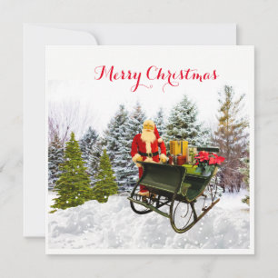 Snöiga tallar och tomte jul flatkorg