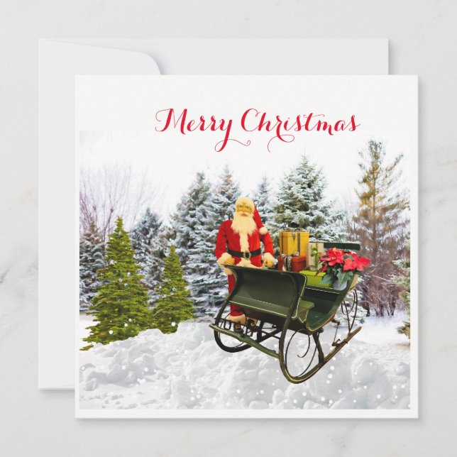 Snöiga tallar och tomte jul flatkorg (Framsida)