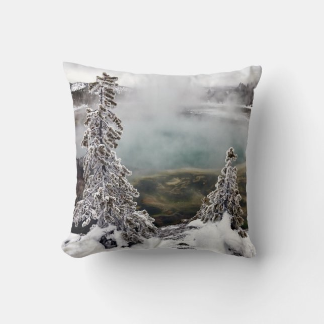 Snöiga Yellowstone Kudde (Framsida)