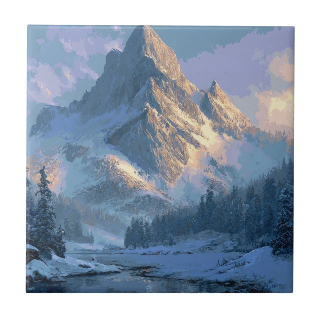 Snöigt berg kakelplatta (Framsidan)