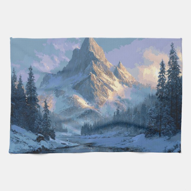 Snöigt berg kökshandduk (Horisontell)