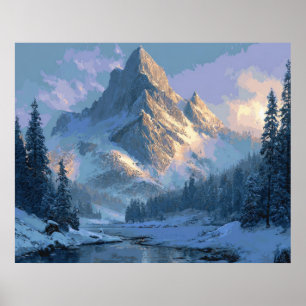 Snöigt berg poster