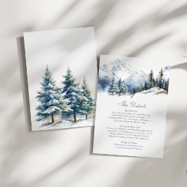 Snöigt Berg & Tallar Bröllopsdetaljkort Inbjudningar