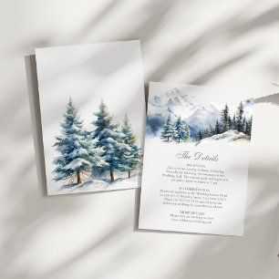 Snöigt Berg & Tallar Bröllopsdetaljkort Inbjudningar