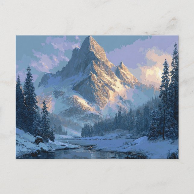 Snöigt berg vykort (Framsida)