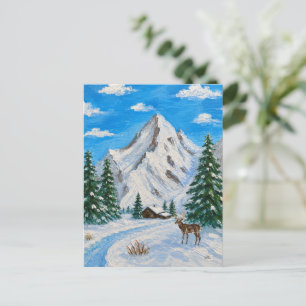 Snöigt bergdals vykort