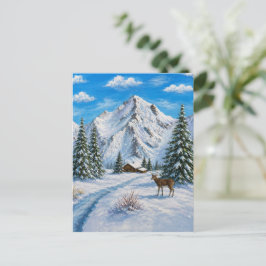 Snöigt bergdals vykort