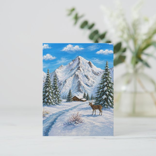 Snöigt bergdals vykort (Stående Fram)
