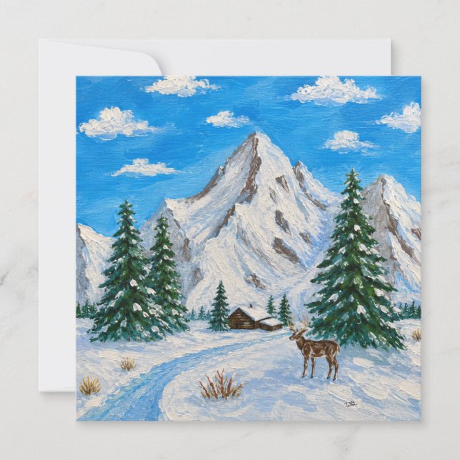Snöigt bergsdal kort (Framsida)
