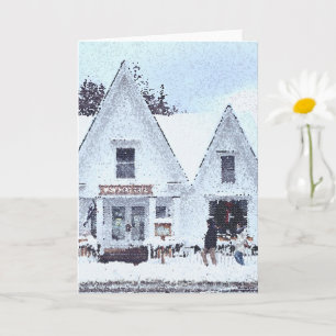 Snöigt Vermont Vikbart Julkort Kort