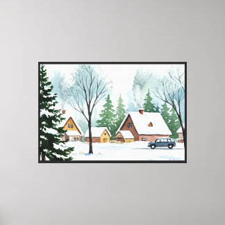 Snöigt vinterlandskap canvastryck