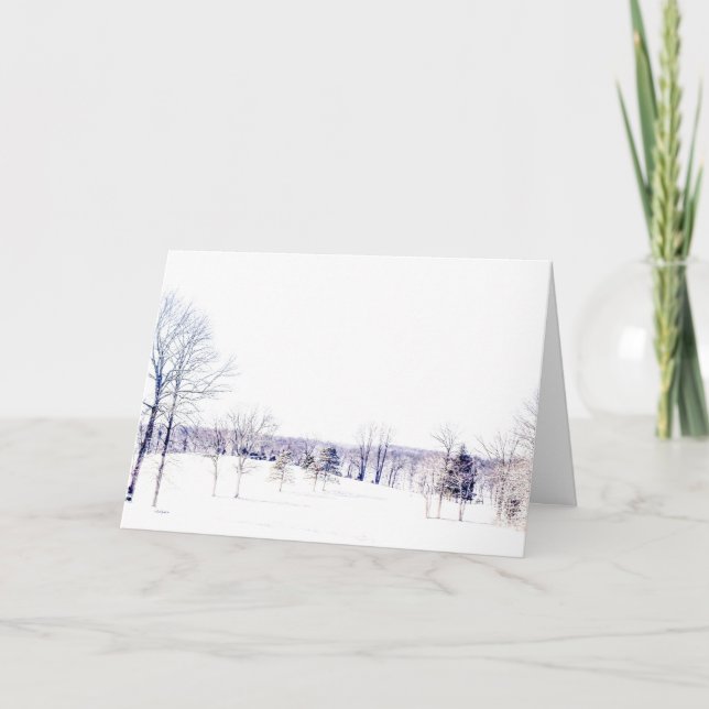 Snöigt vinterlandskap kort (Framsida)