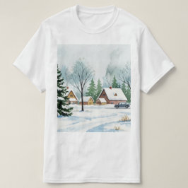 Snöigt vinterlandskap t shirt