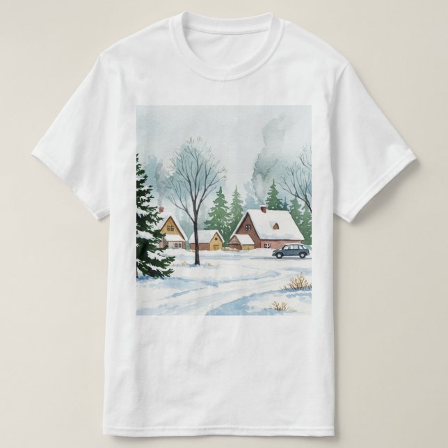 Snöigt vinterlandskap t shirt (Design framsida)