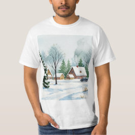 Snöigt vinterlandskap t shirt