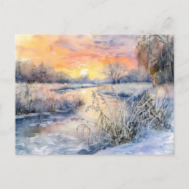 Snöj Banker i Havel Havelland Watercolor Vykort