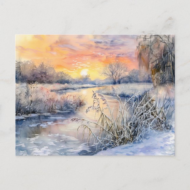 Snöj Banker i Havel Havelland Watercolor Vykort (Framsida)