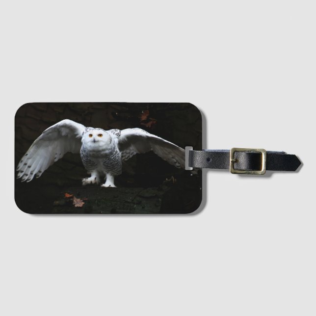 Snöj Uggla med öppen Vingar bc ltcna Bagagebricka (Framsida horisontal)