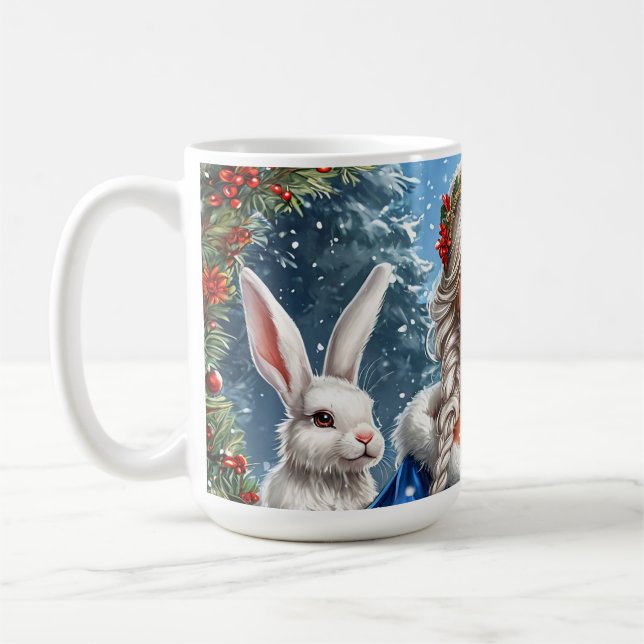 🎄 Snöjungfru Kanin Vinter Jul Scen 🎄 Kaffemugg (Vänster)