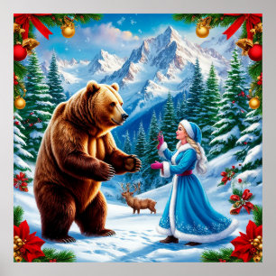 Snöjungfrun förtrollande vinterscen poster