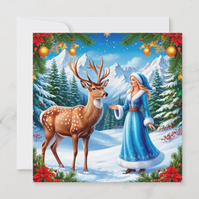❄️ Snöjungfrun Vinters Förtrollningsscen✨ Inbjudningar (Framsida)