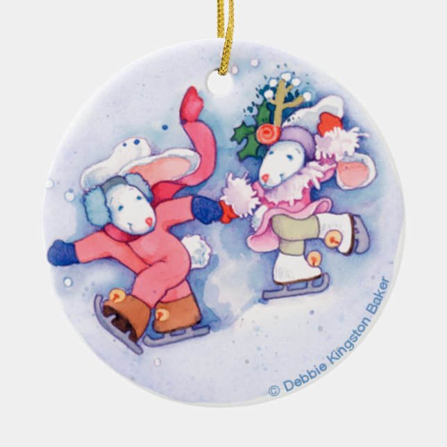 Snökaniner Julgransprydnad Keramik (Framsidan)