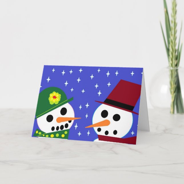 SNÖKVINNA & SNÖMAN 'LÅT DET SNÖA!' KORT (Framsida)