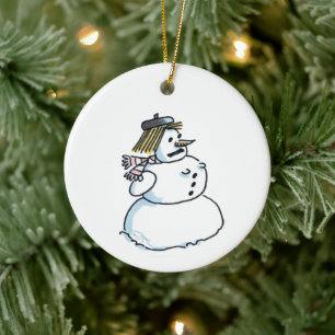 Snökvinna, vit keramisk julprydnad julgransprydnad keramik