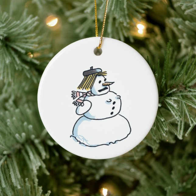 Snökvinna, vit keramisk julprydnad julgransprydnad keramik (Träd)