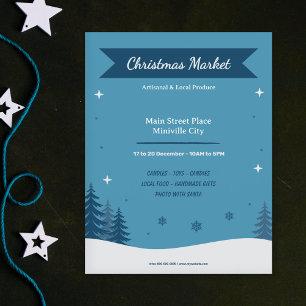 Snölandskap - blå julmarknad reklamblad