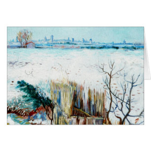 Snölandskap med Arles av Vincent van Gogh Hälsningskort
