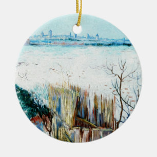 Snölandskap med Arles av Vincent van Gogh Julgransprydnad Keramik