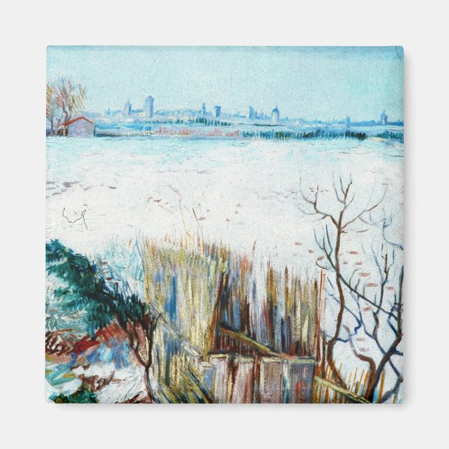 Snölandskap med Arles av Vincent van Gogh Magnet (Framsidan)