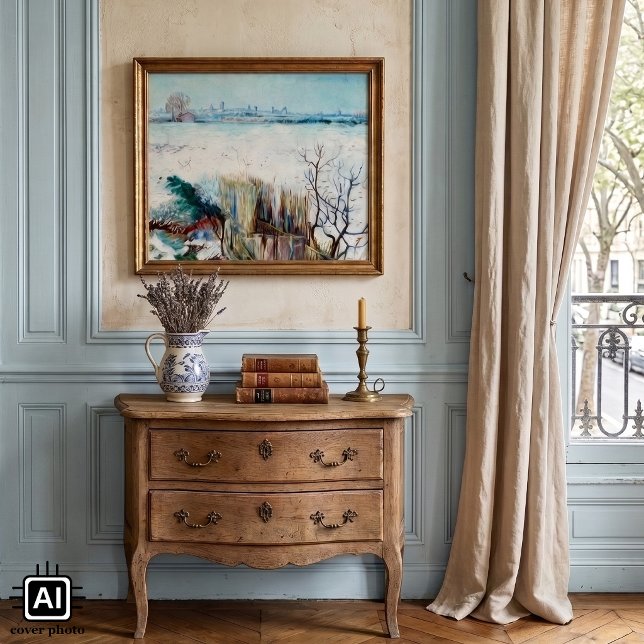 Snolandskap med Arles av Vincent van Gogh Poster (Snowy Landscape with Arles in the Background by Vincent van Gogh is vintage post impressionism art.)