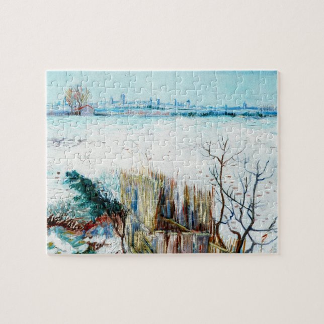 Snölandskap med Arles av Vincent van Gogh Pussel (Horisontell)