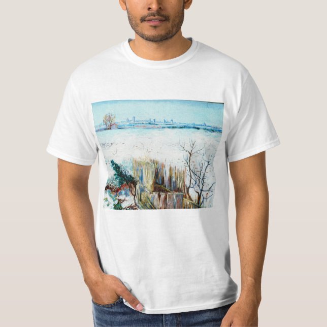 Snolandskap med Arles av Vincent van Gogh Tee (Framsida)