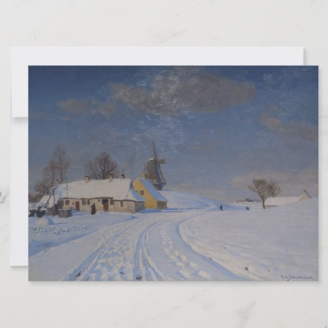 Snölandskap på vintern kort (Framsida)