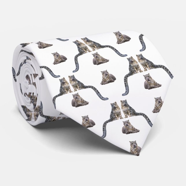 Snöleopard Frenzy Tie Dbl Sided (välj färg) Slips (Rullad)