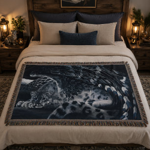 Snöleopard Guardian Wings Fantasi Vilda Djur Filt