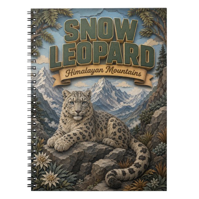 Snöleopard Himalaya-bergen POPCUT Anteckningsbok (Framsidan)