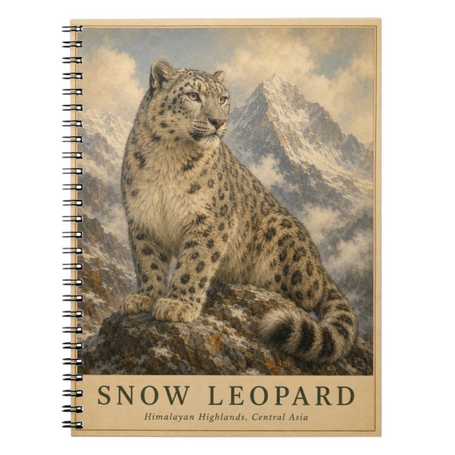 Snöleopard Himalaya VINTAGE Anteckningsbok (Framsidan)
