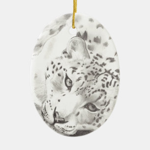 SnöLeopard Julgransprydnad Keramik