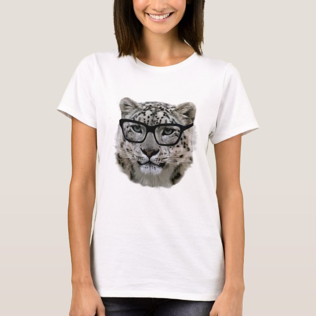 SnöLeopard med anblickar! Tee Shirt (Framsida)